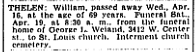 William Thelen Obituary: Milwaukee Journal April 18, 1941 Page 37